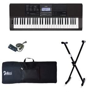 CT X870IN Casio Keyboard Combo Package with Adaptor Bag and Cherry Red Stand 